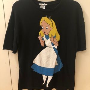 Zara Alice & Wonderland Black T Shirt